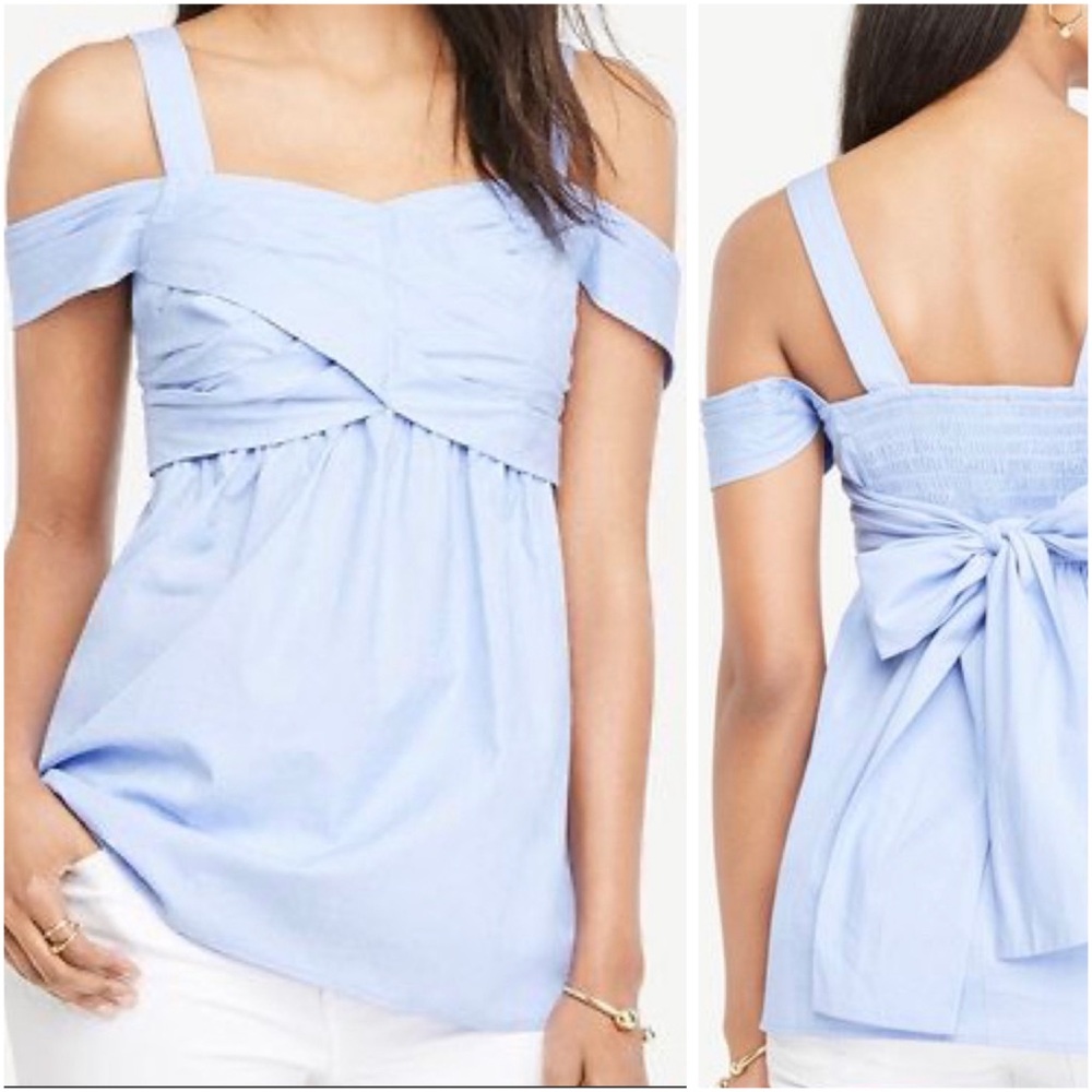 Ann Taylor Cold Shoulder Wrapped Chest Top